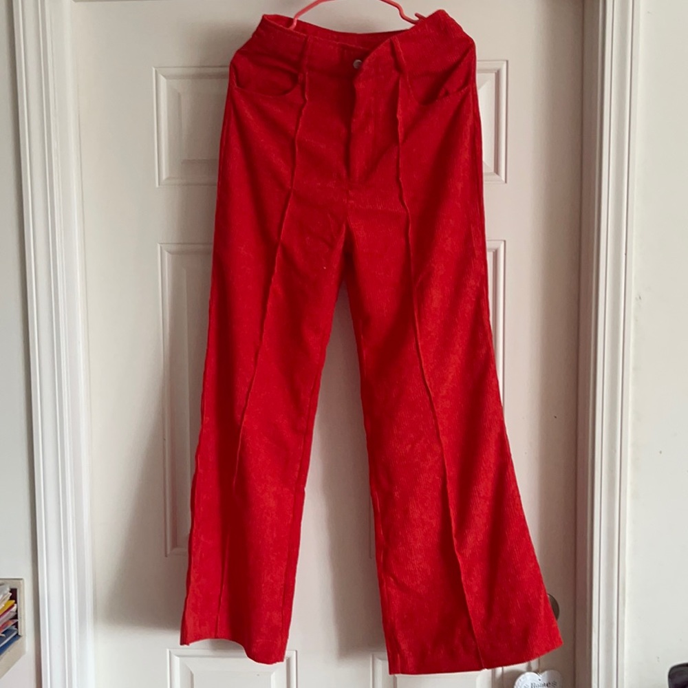 Brand new red corduroy flare leg pants